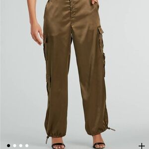 A New day Brown Satin Cargo Pants